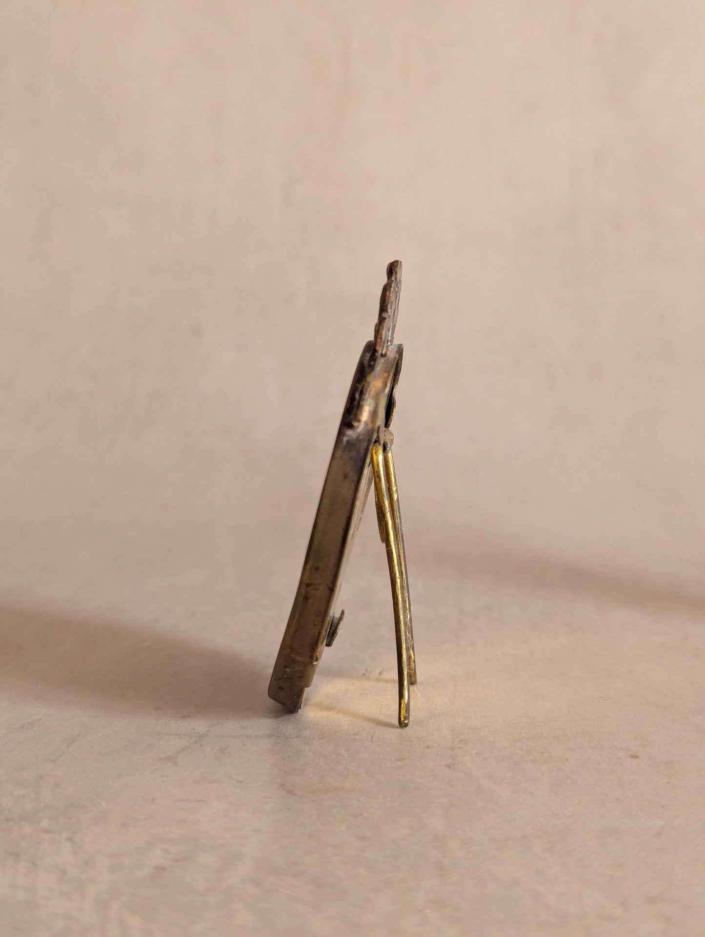 Miniature Keepsake Solid Brass Bow Oval Picture Frame