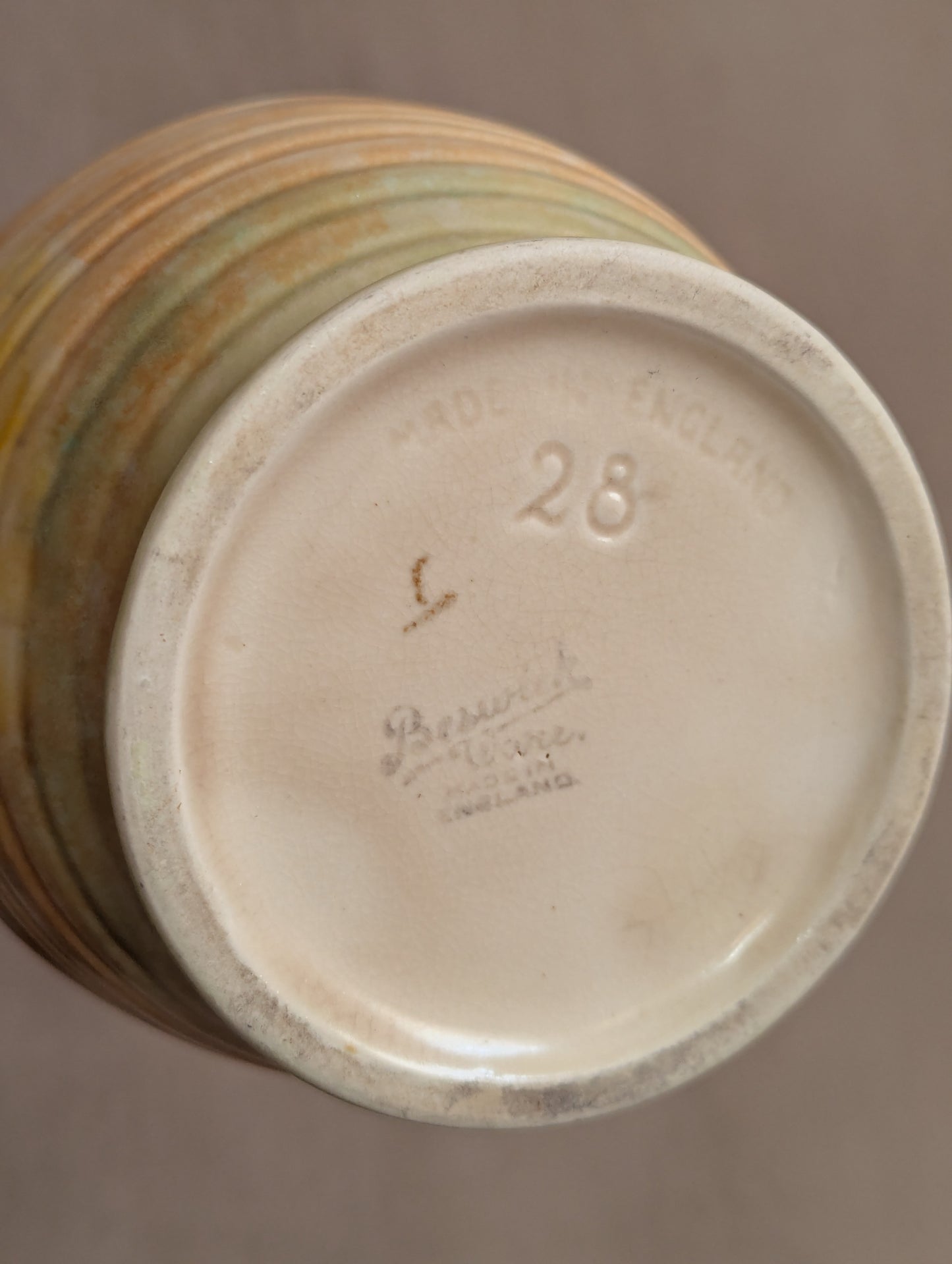 Pastel Orange & Green Pinched Spout Beswick Jug