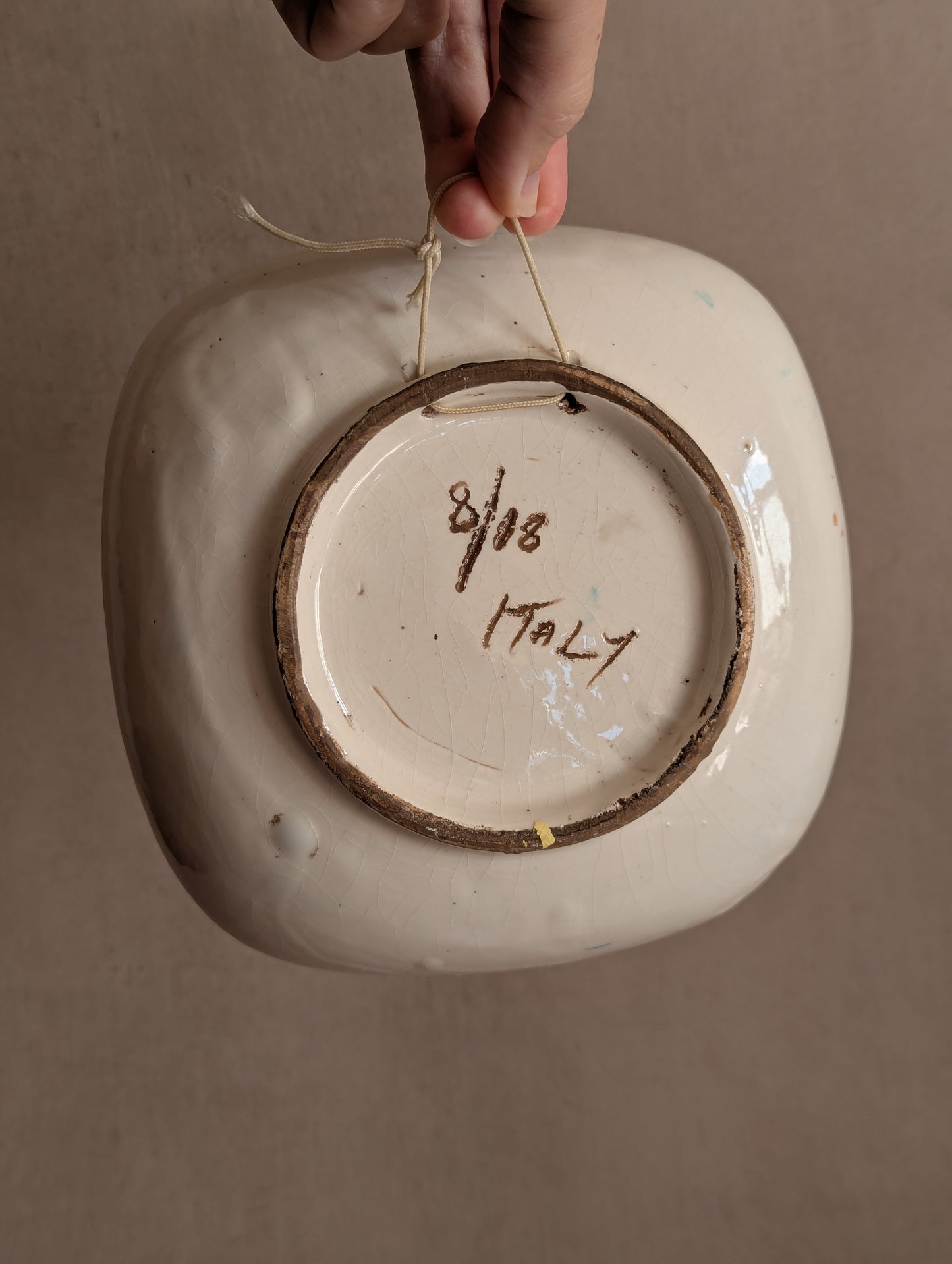 Italian Fratelli Fanciullacci Polychrome Square Ceramic Bowl