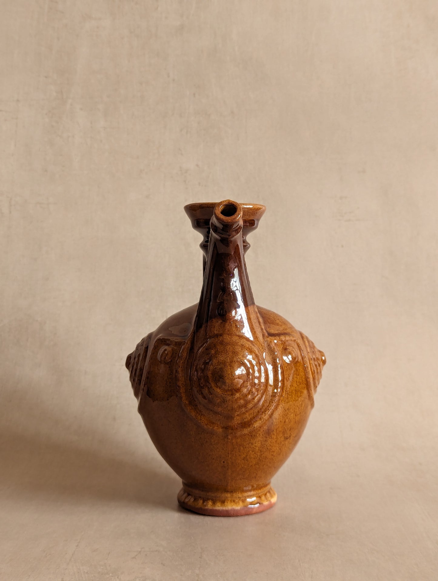 Brown Ceramic Flagon Jug, Vintage c. Mid-Century