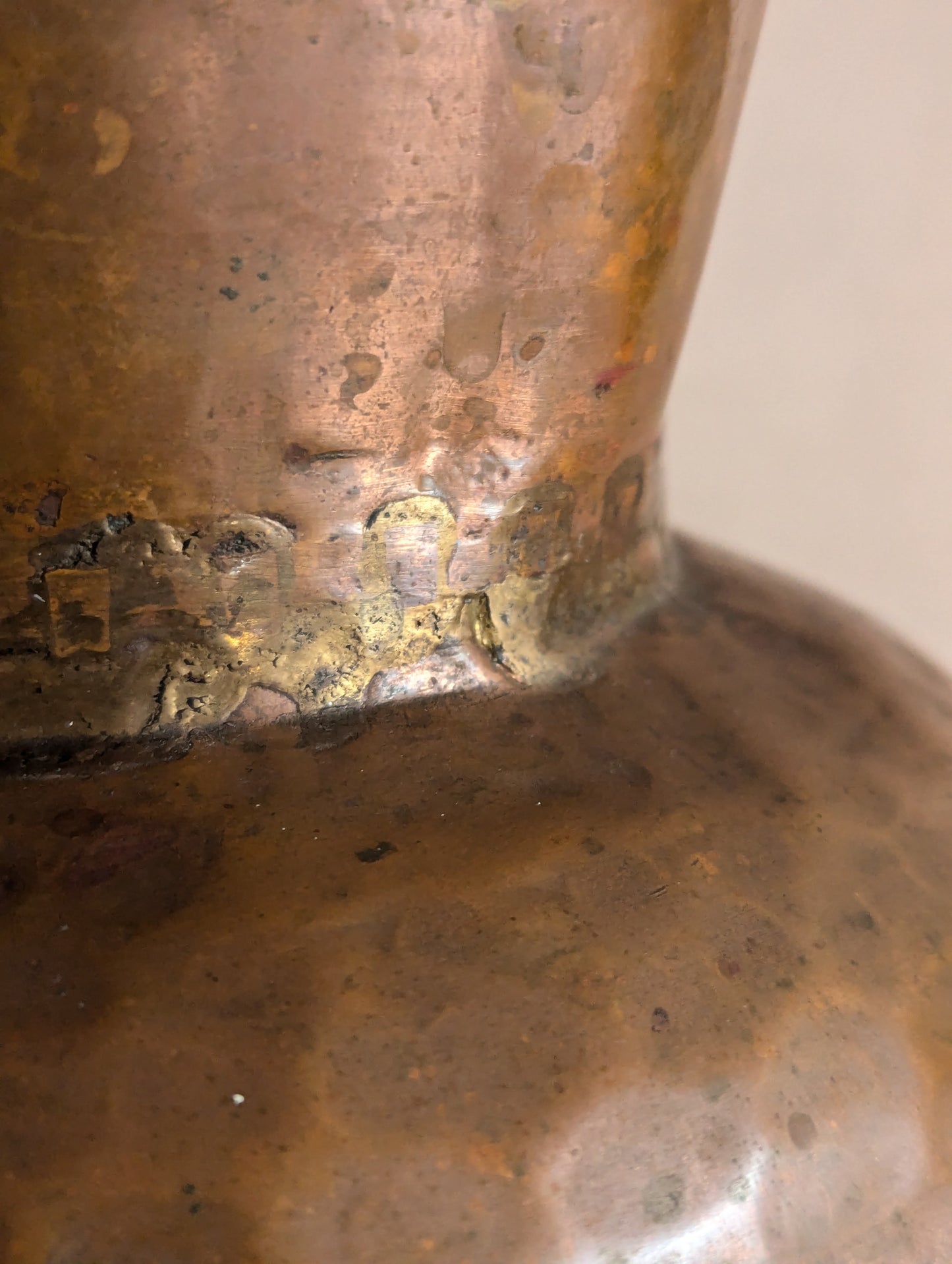 Antique Primitive 19th Century Handled Copper Jug