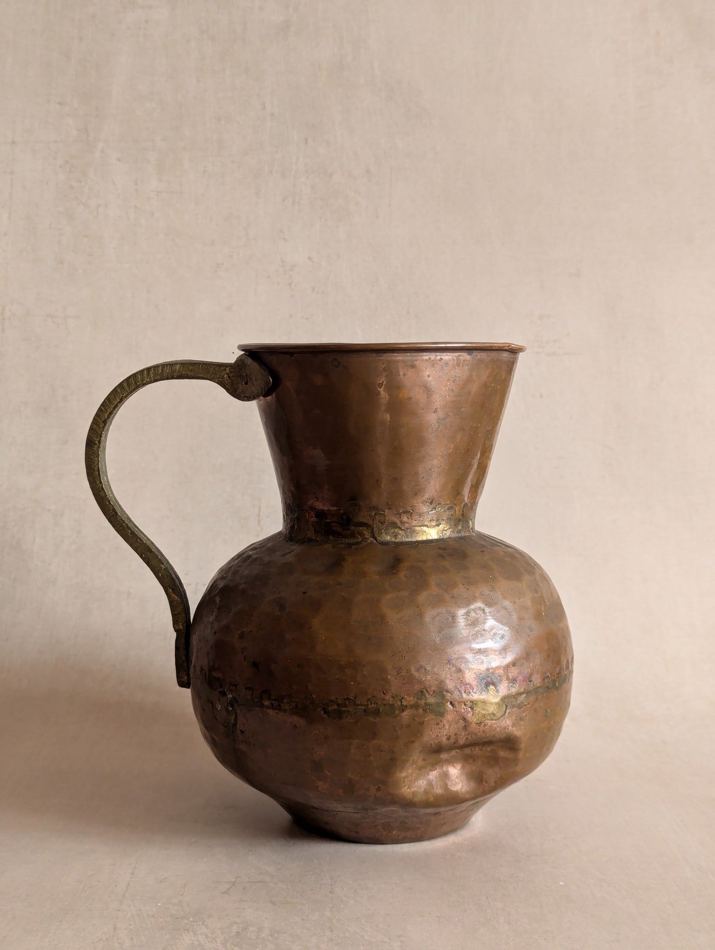Antique Primitive 19th Century Handled Copper Jug