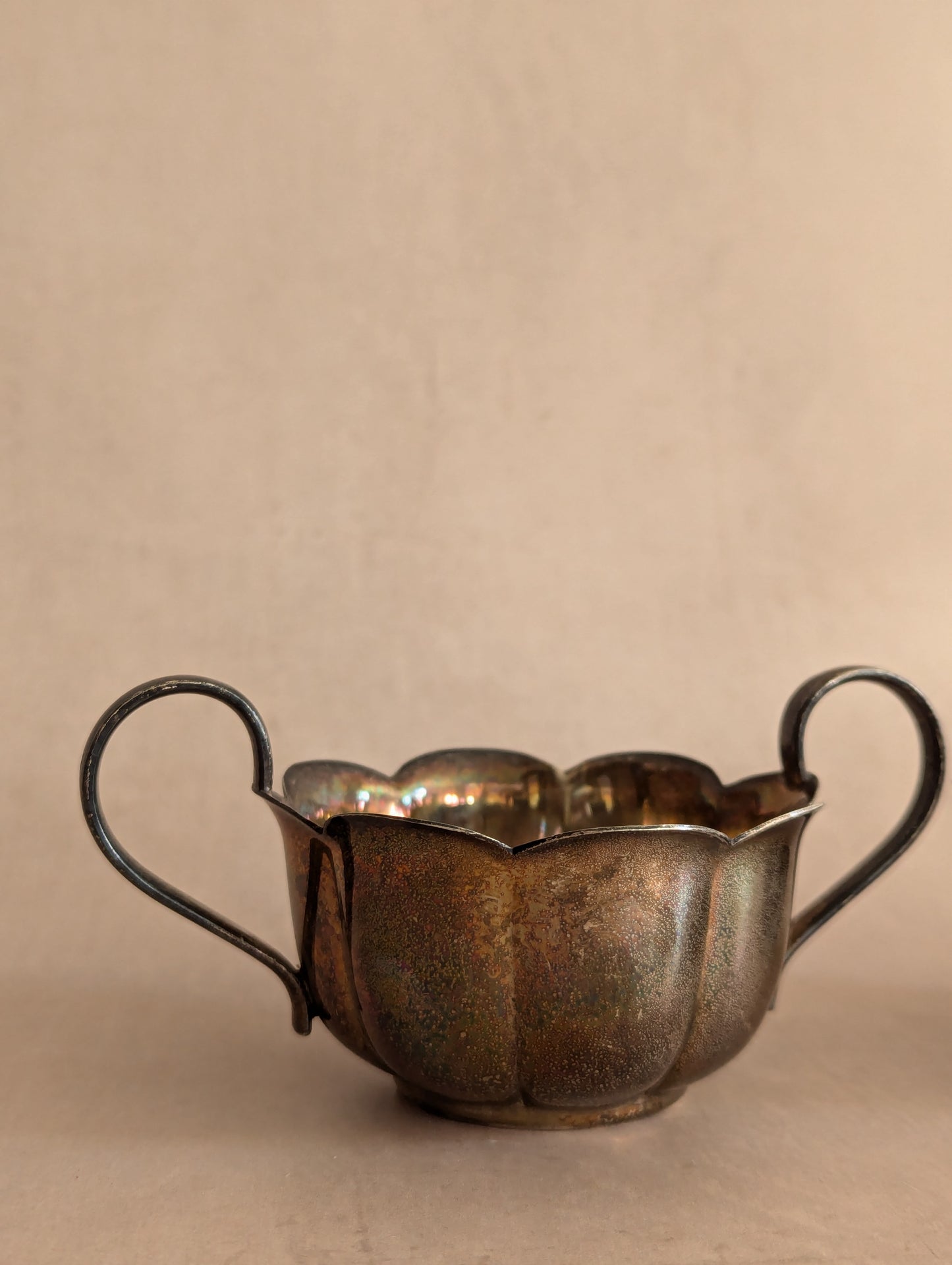 Dark Tarnished Silver Plated Scallop Sugar & Creamer Set