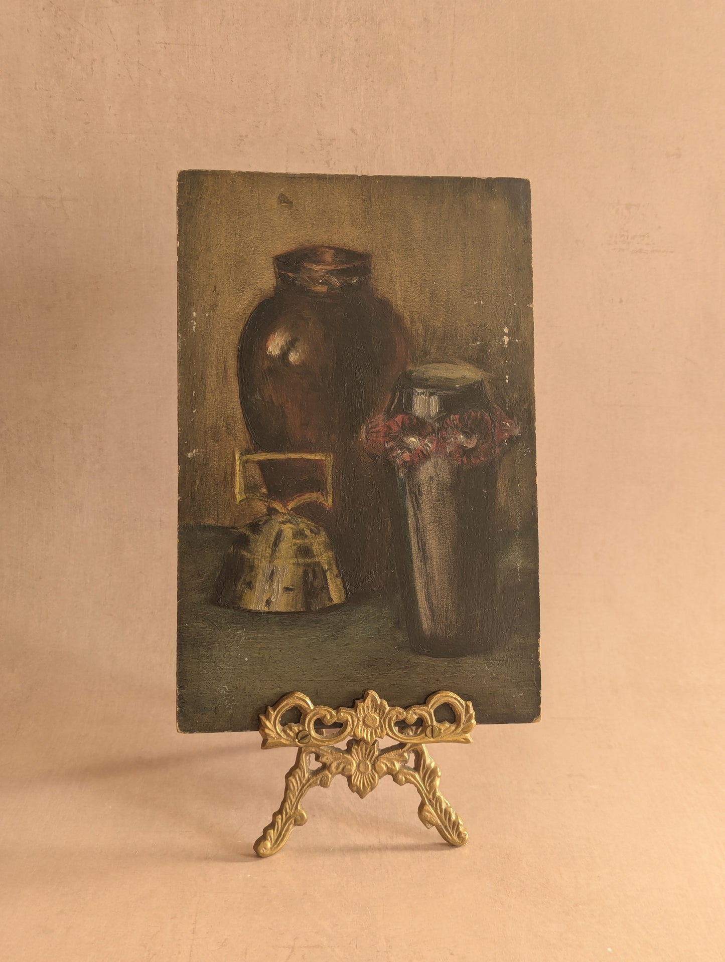 Antique Set of Oil On Board Paintings w/Artist's Photo, c. 1915