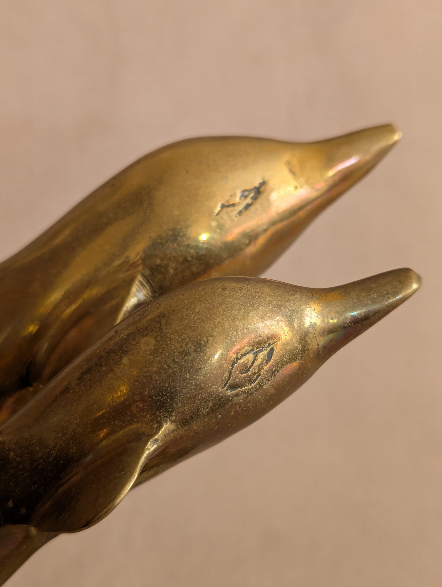 Solid Brass Double Jumping Dolphins Figurine