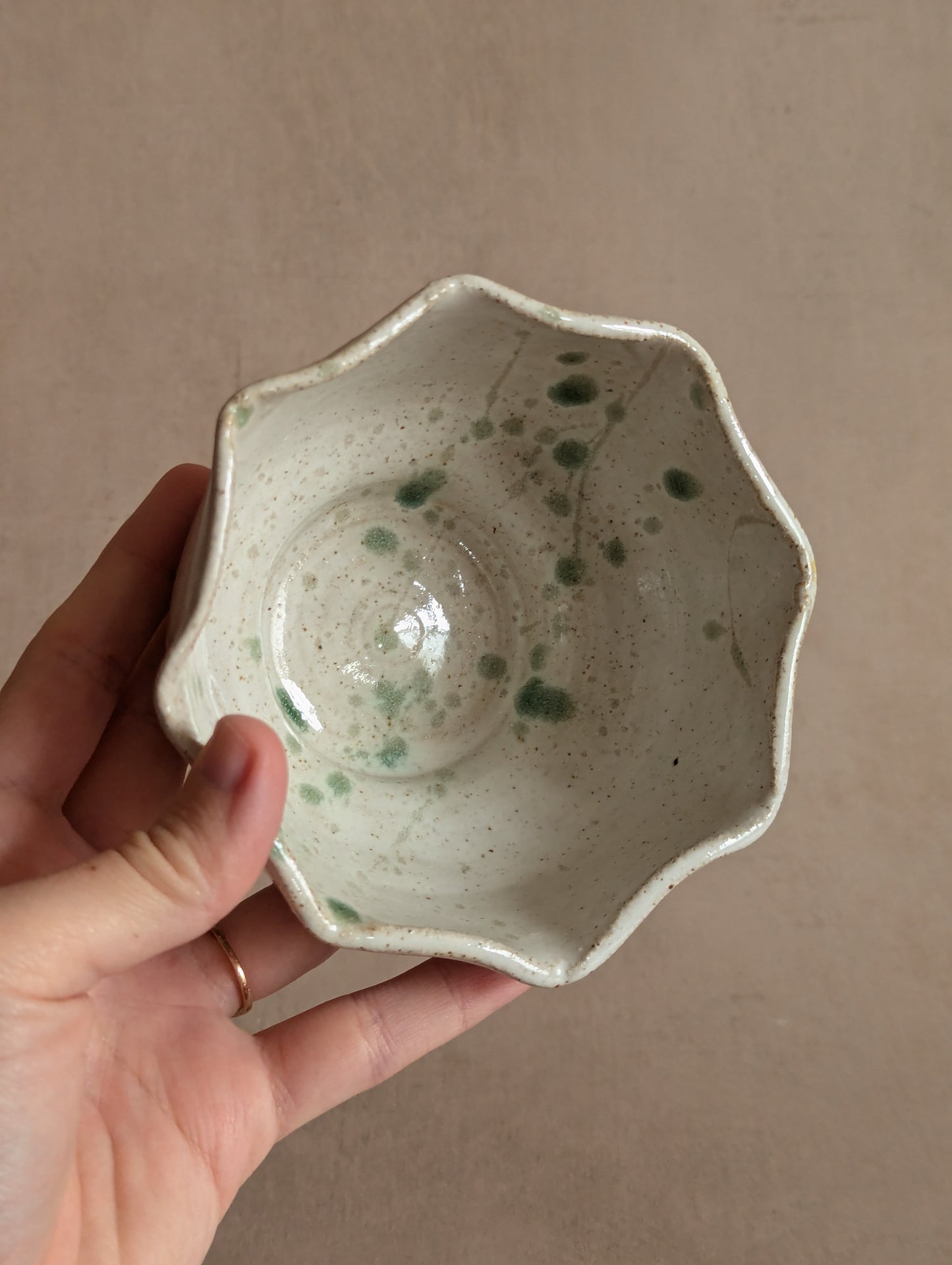 Splatter Paint Scalloped Studio Pottery Bowl