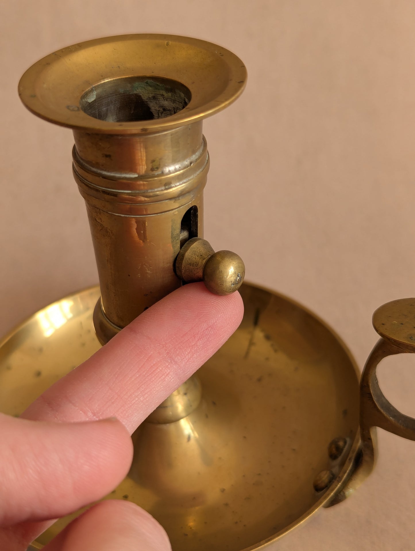 Solid Brass Push Up Ejector Chamberstick Candle Holder