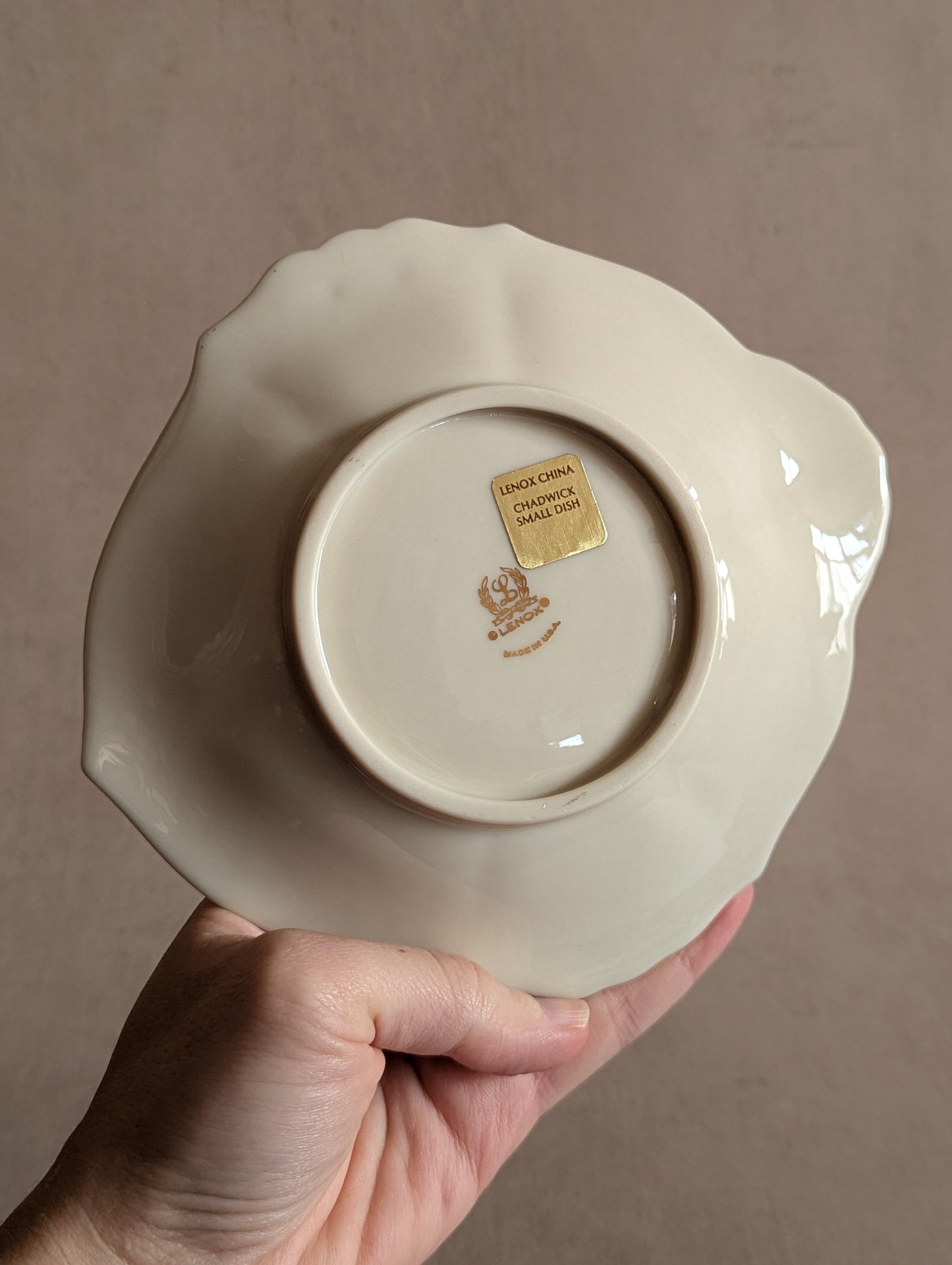 American Lenox Cream & Gold Chadwick Trinket Dish