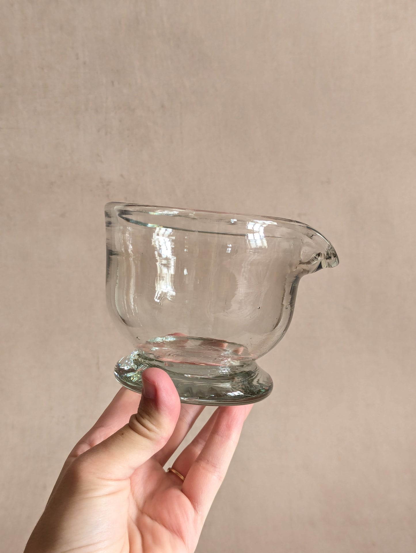 French Hand Blown Glass Apothecary Mortar