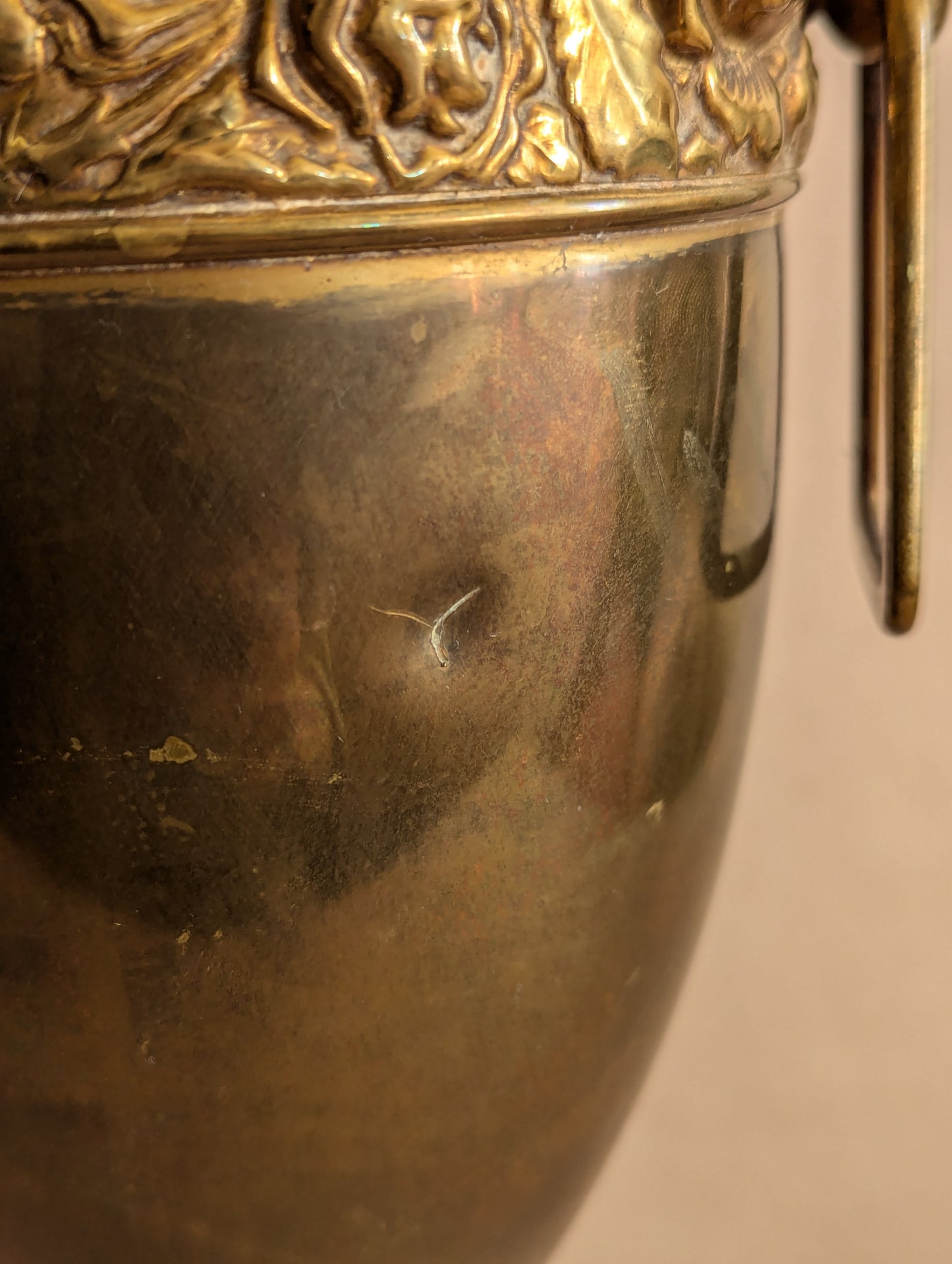 Art Deco Solid Brass Floral Urn Vases - Set of Two