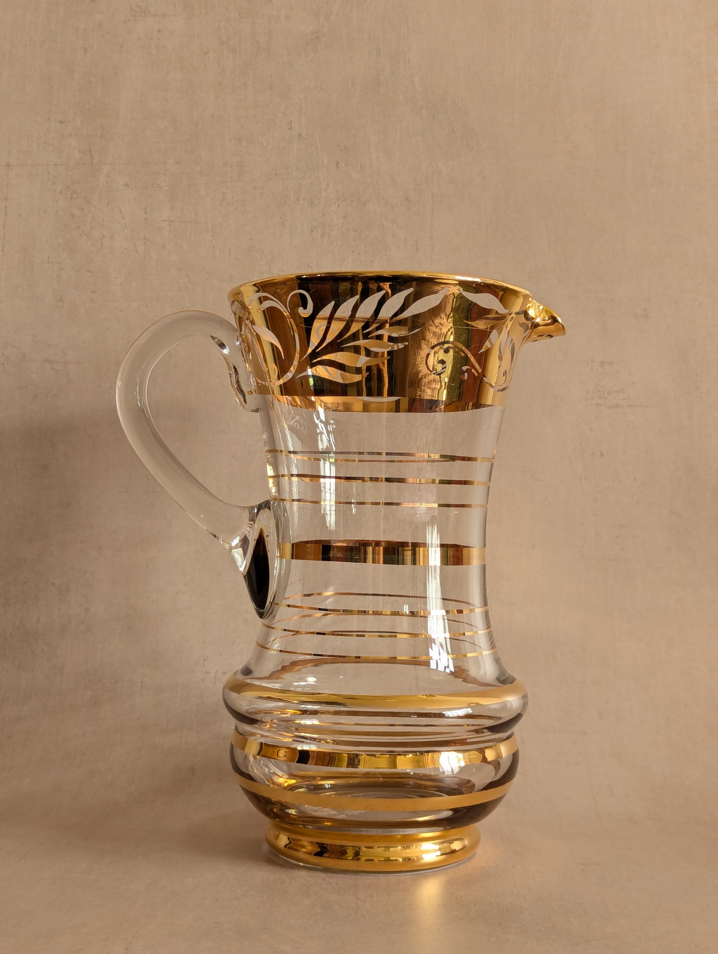Golden Gilt Mid-Century Jug & Glasses, Set of 5