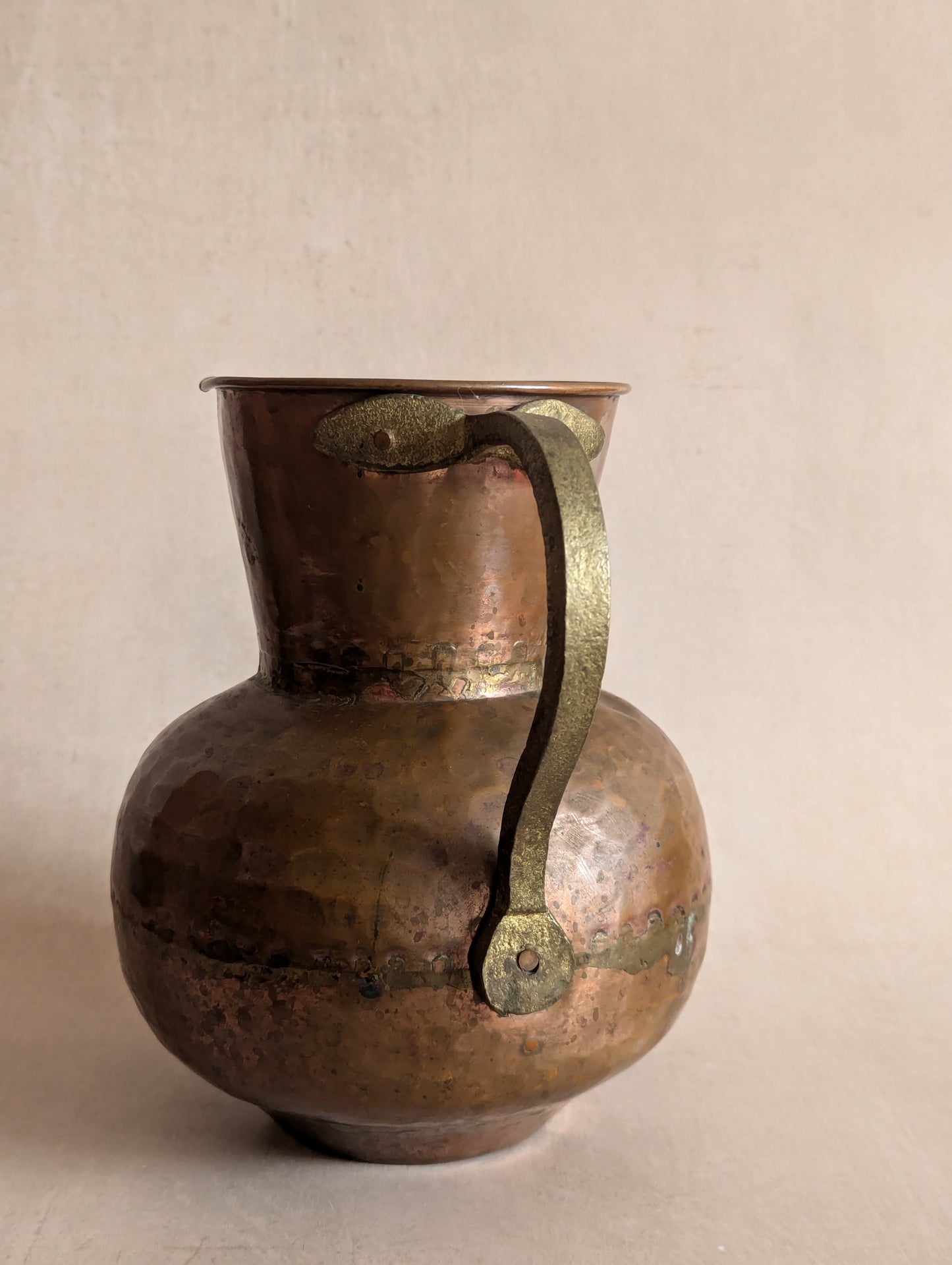 Antique Primitive 19th Century Handled Copper Jug