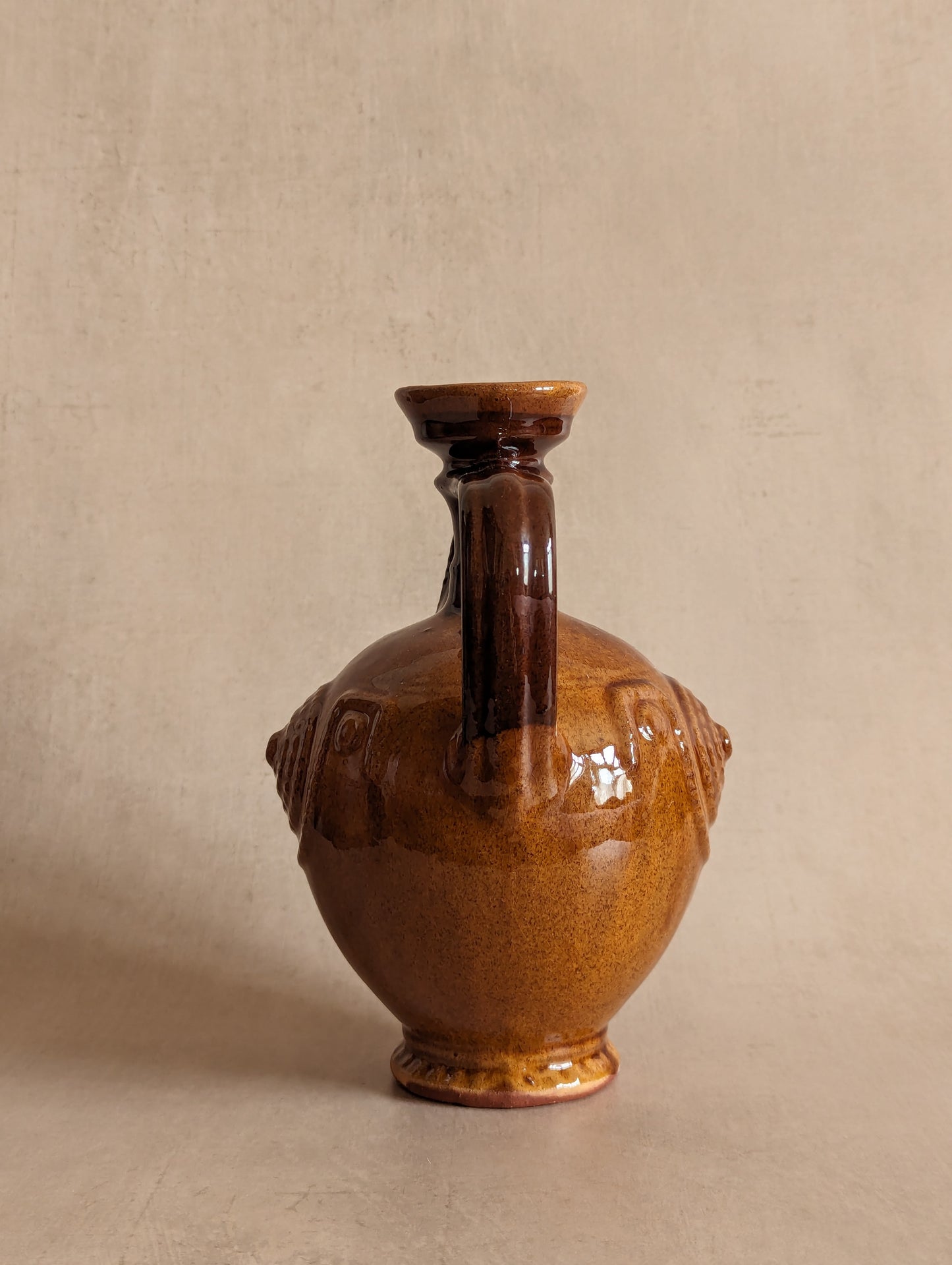 Brown Ceramic Flagon Jug, Vintage c. Mid-Century