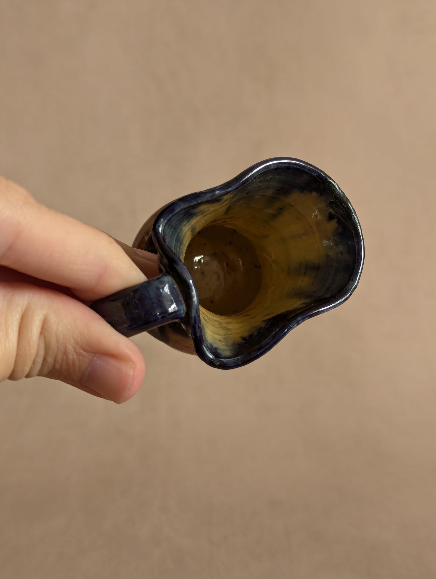 Miniature Ceramic Blue & Brown Studio Pottery Jug, Vintage