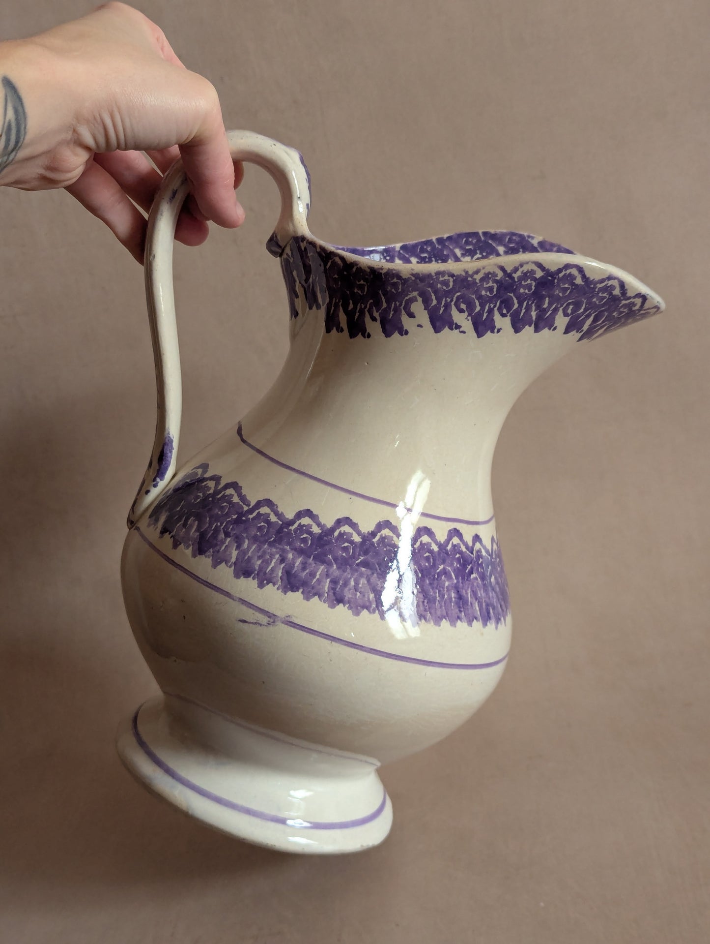 Rare Antique 19th Century Large Spongeware Jug