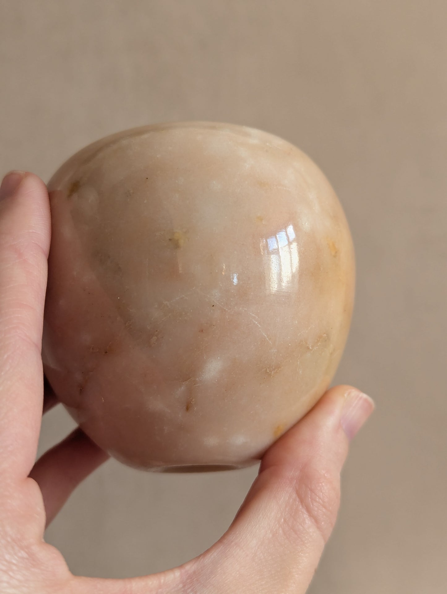 Polished Pink Italian Alabaster Apples, Set of Three