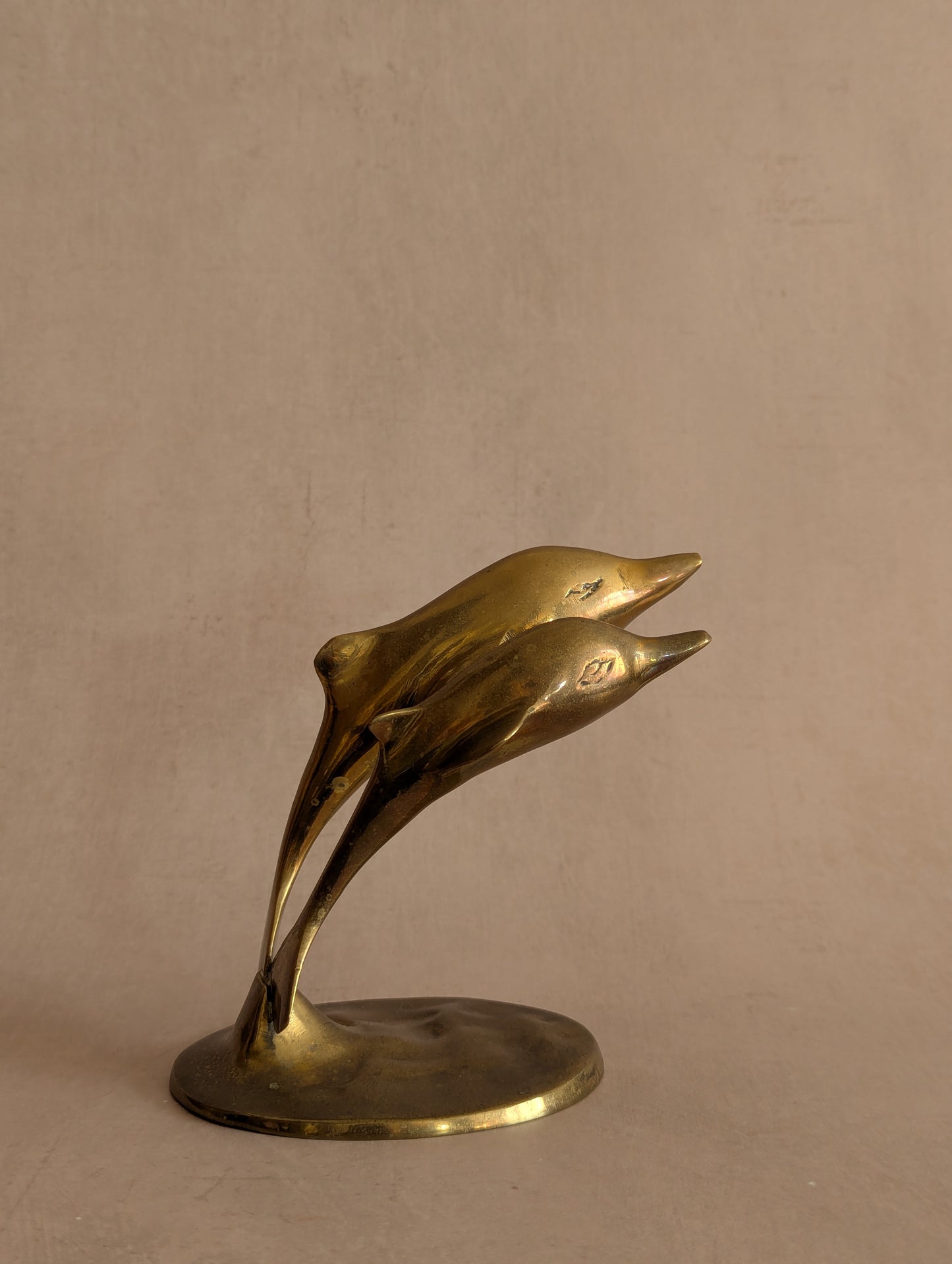 Solid Brass Double Jumping Dolphins Figurine