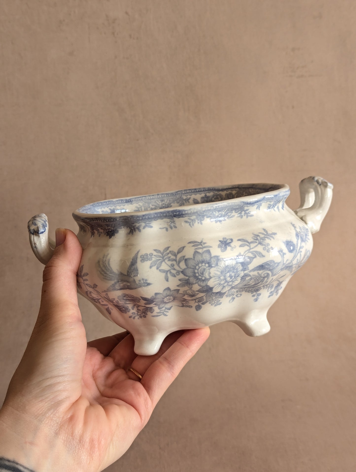 Small Asiatic Pheasants Pale Blue Tureen