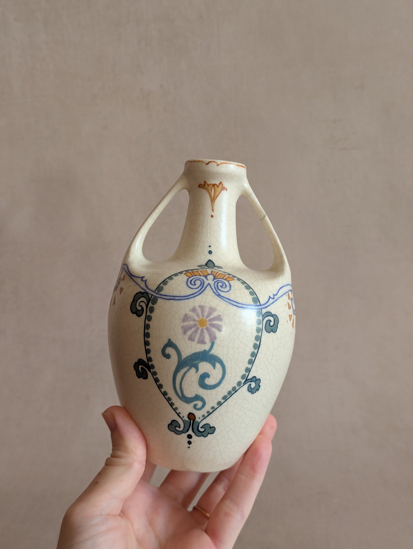 Dutch Art Nouveau Small Amphora Vase, Arnhem, Antique