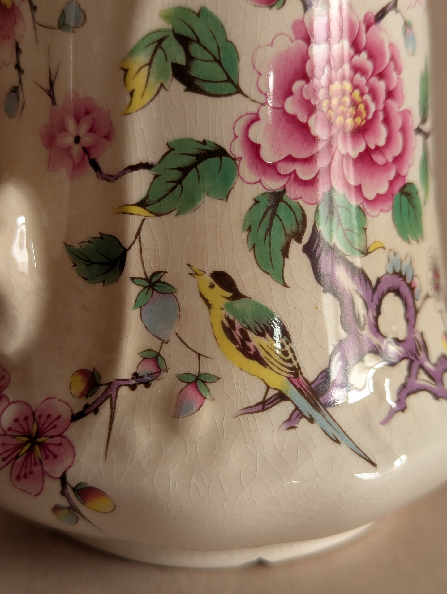 Chinese Rose Ceramic Pitcher, James Kent Old Foley