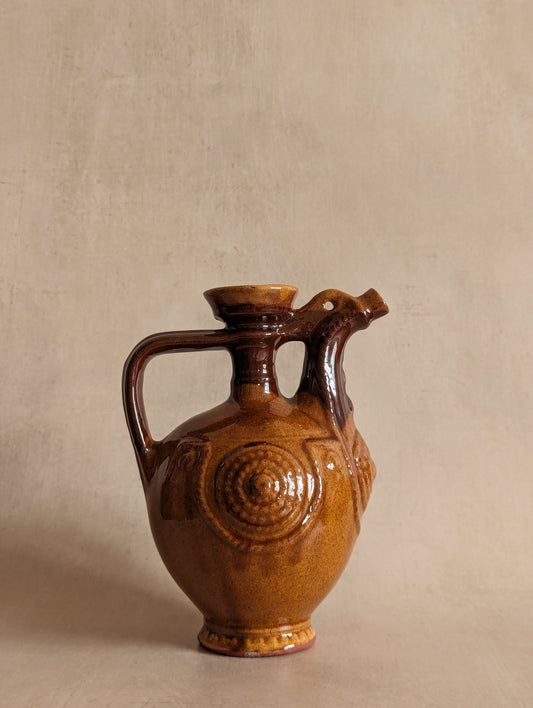 Brown Ceramic Flagon Jug, Vintage c. Mid-Century