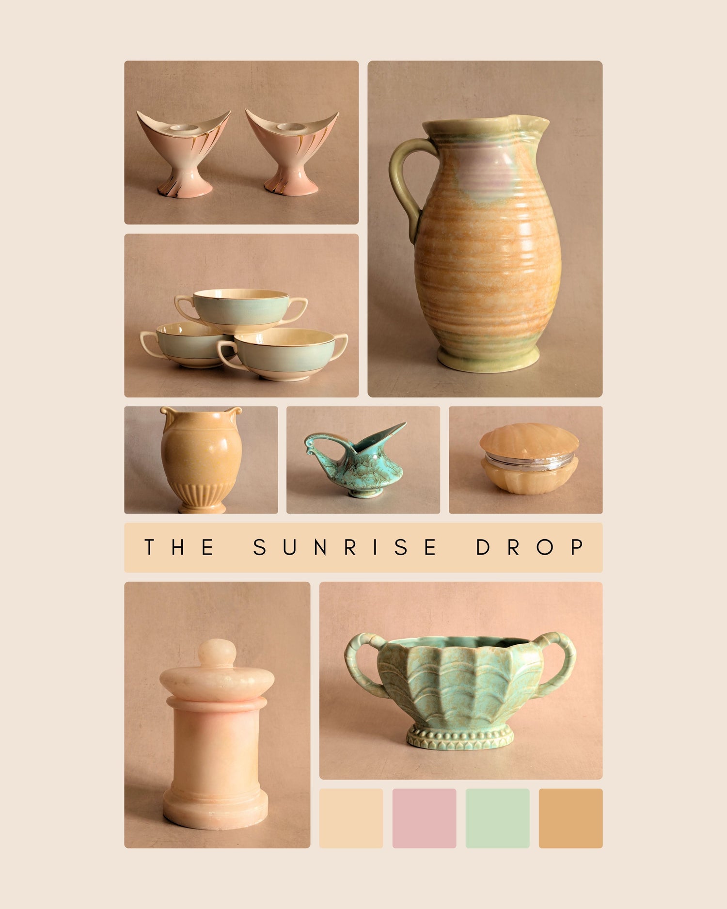 The Sunrise Drop - Pastel Peach & Mint Green