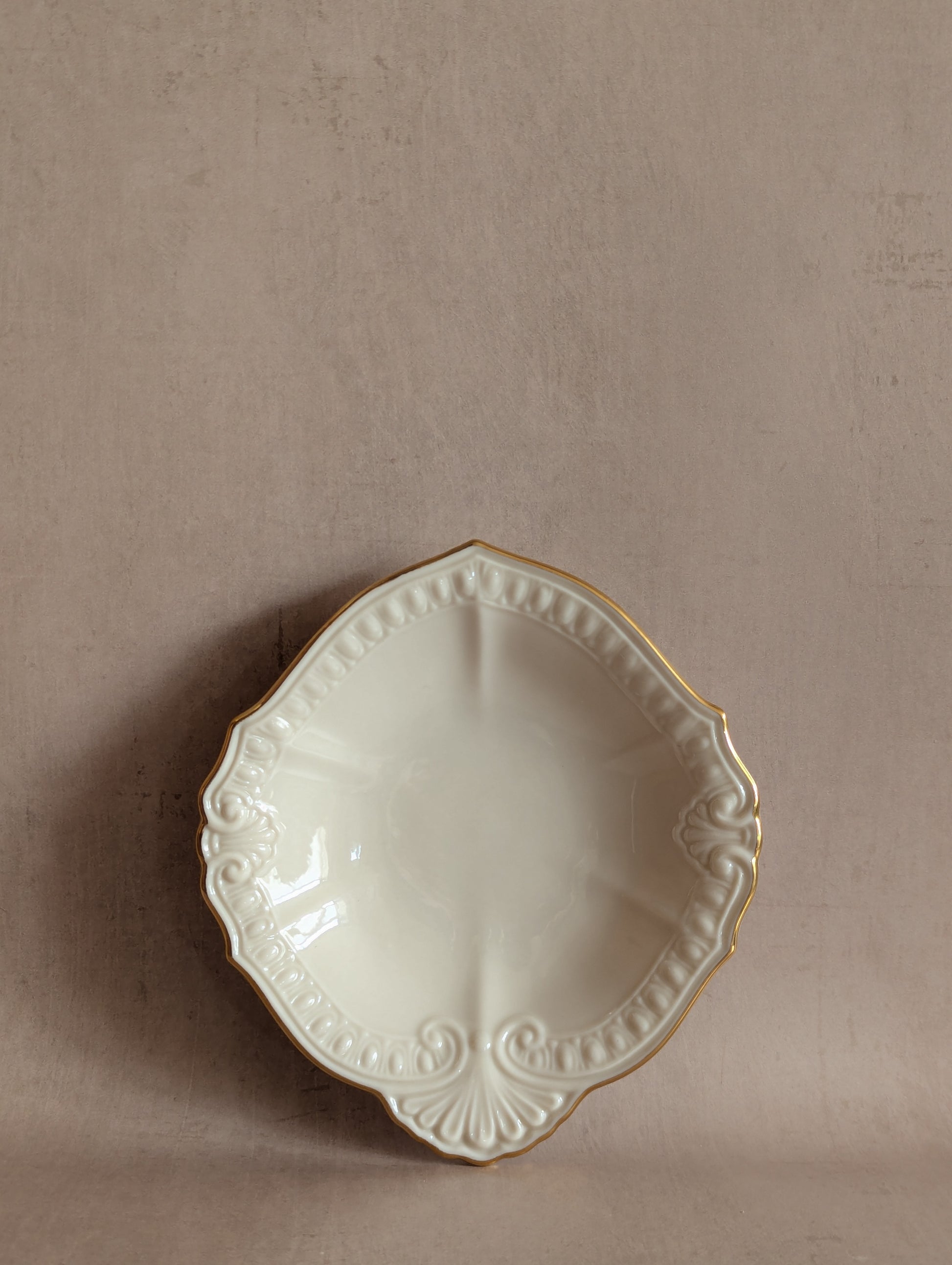 Vintage American Lenox Cream & Gold Chadwick Trinket Dish