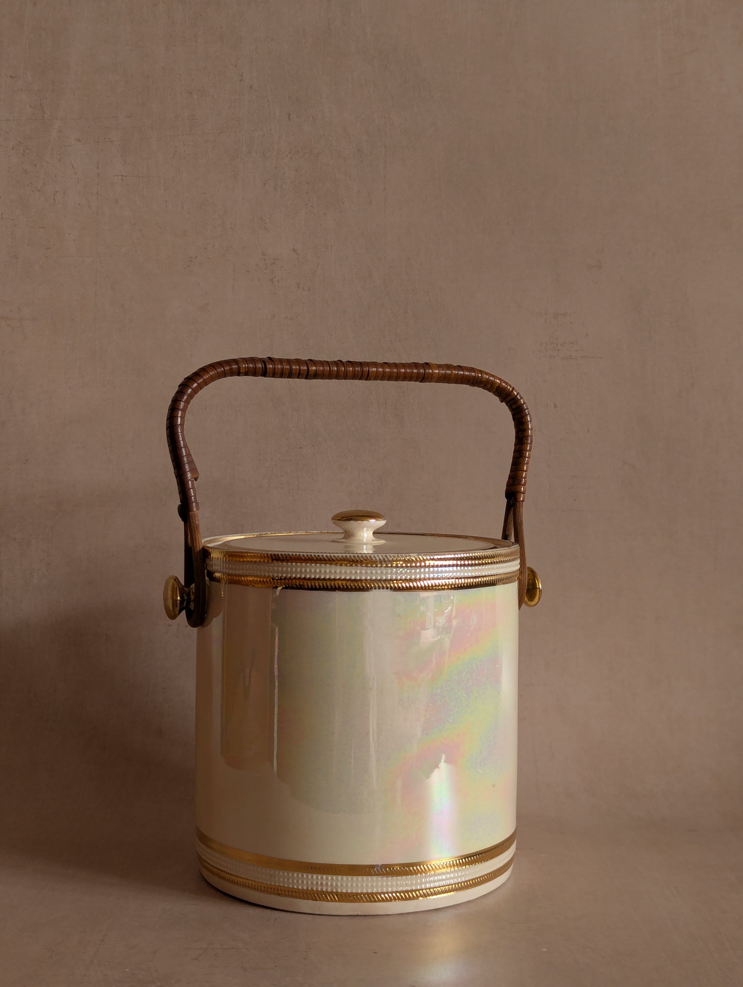 Antique Devon Ware Fieldings Ceramic Lustre Biscuit Barrel