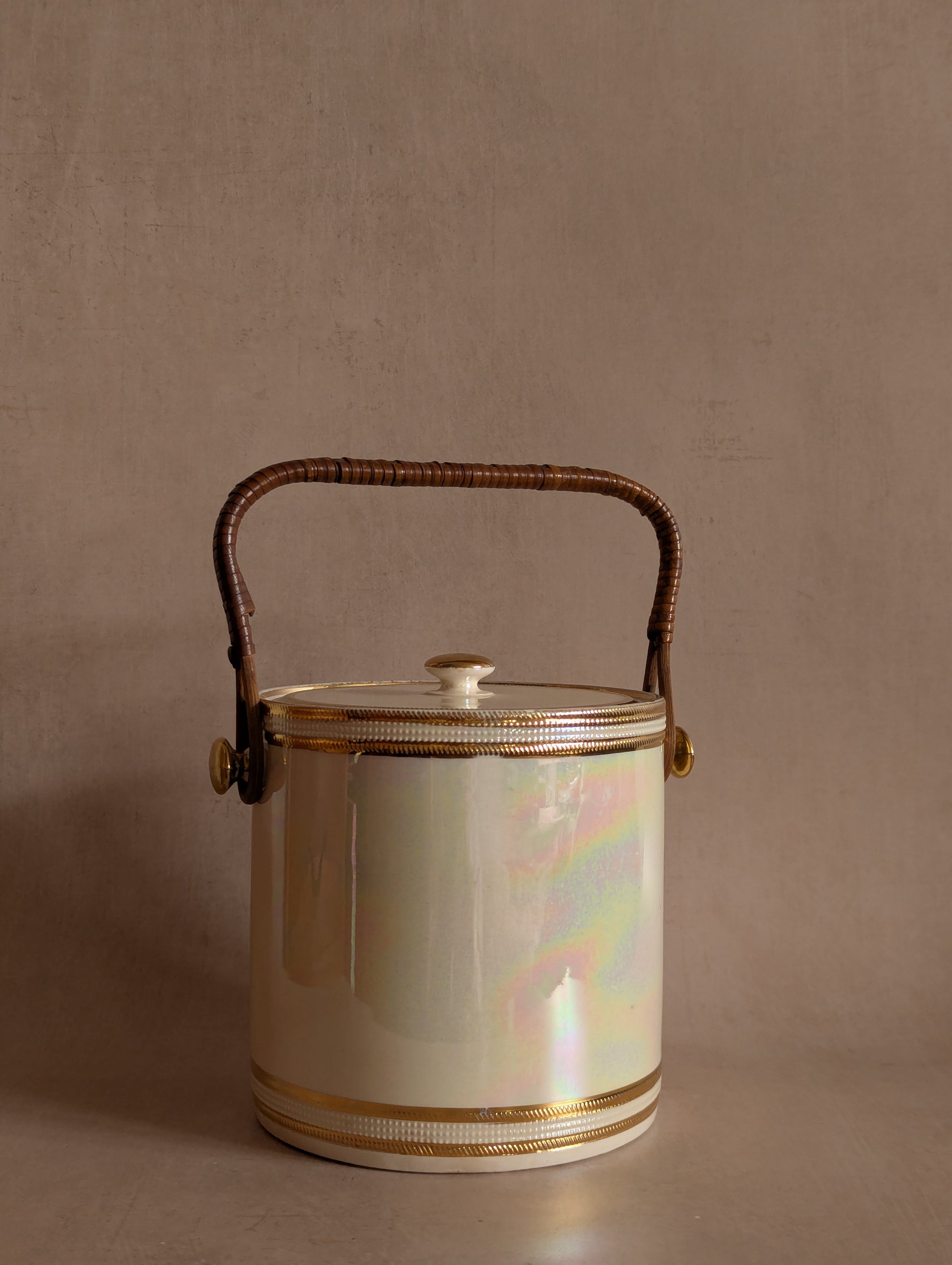 Antique Devon Ware Fieldings Ceramic Lustre Biscuit Barrel