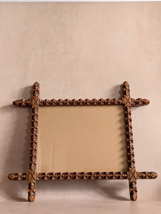 Antique Hand-Carved Tramp Art Hanging Frame