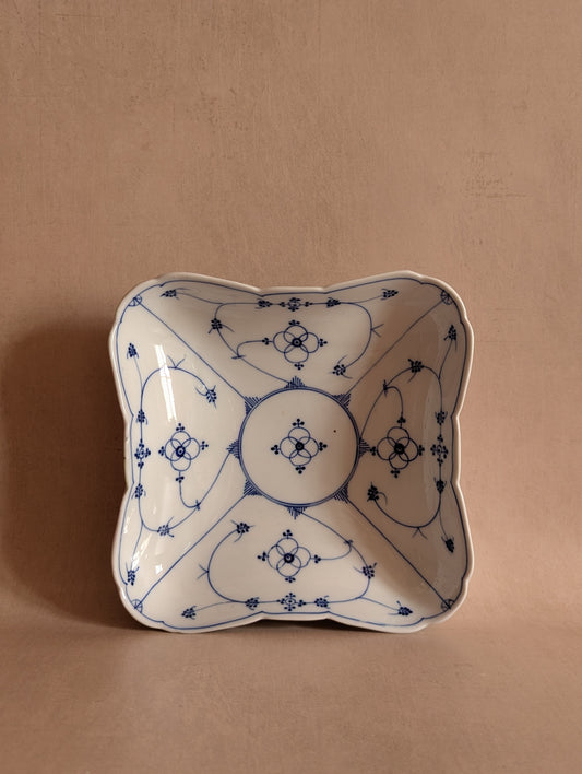 Antique Hand-Painted European Blue & White Porcelain Bowl
