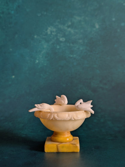 Antique Italian Alabaster Grand Tour Miniature Bird Bath