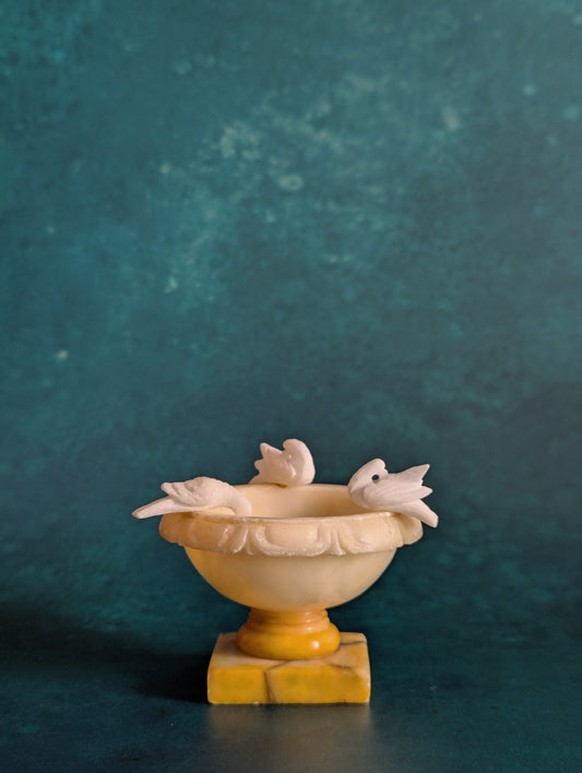 Antique Italian Alabaster Grand Tour Miniature Bird Bath