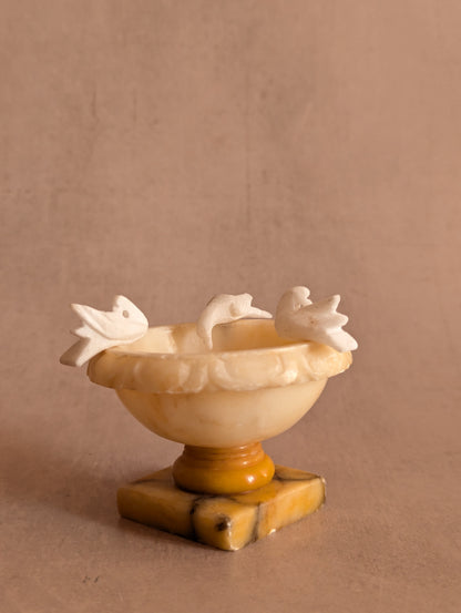 Antique Italian Alabaster Grand Tour Miniature Bird Bath