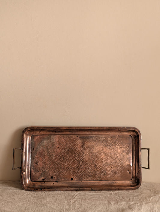 Antique JS&S Arts & Crafts Hand Hammered Copper Serving Tray