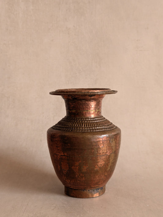 Antique Nepalese Hand-Hammered Copper & Brass Ritual Vessel