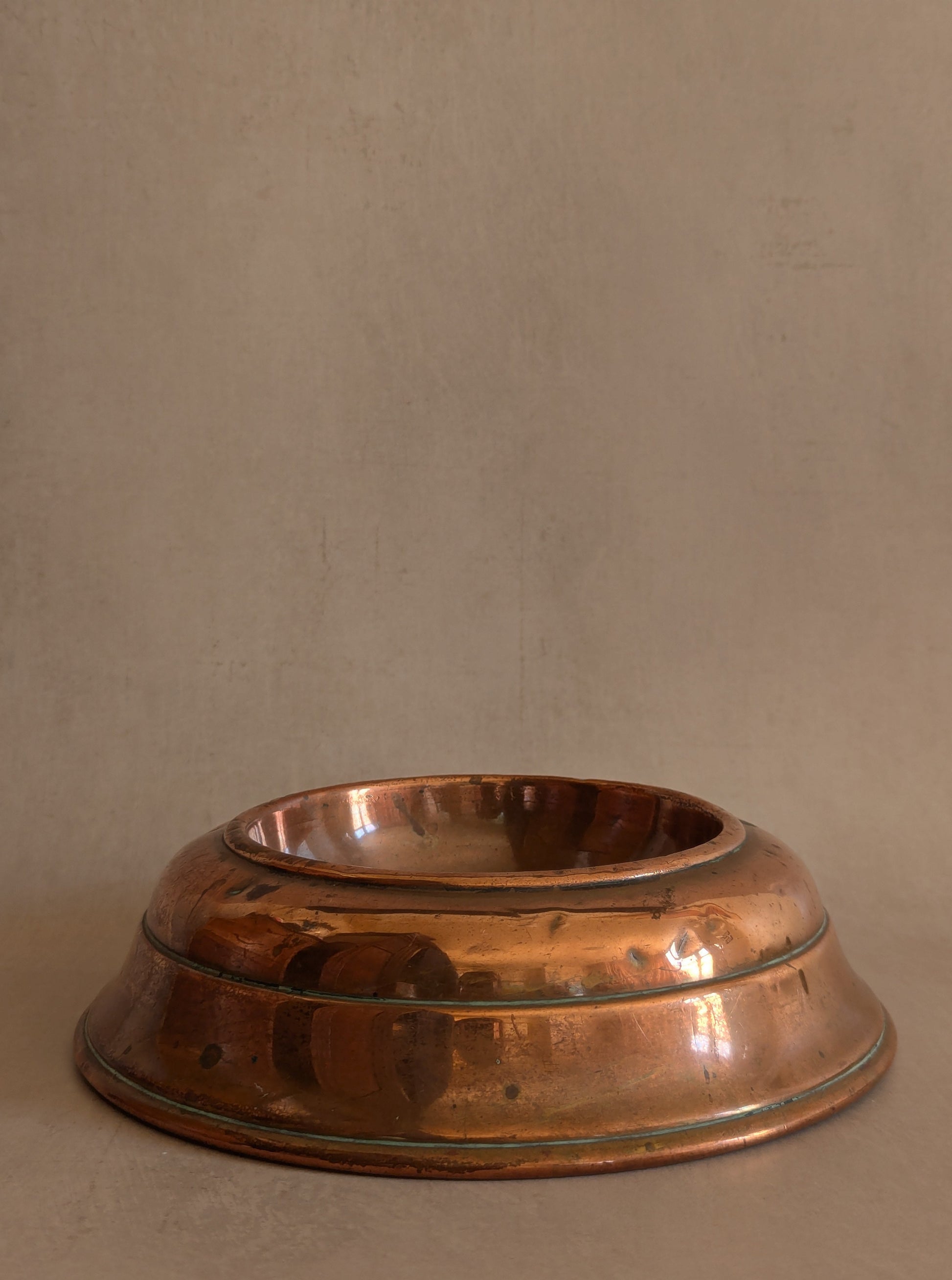 Antique Victorian Arts & Crafts Copper Dog Feeding Bowl