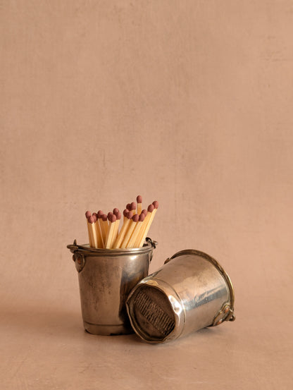 Antique Victorian Silverplated Brass Match Striker Vesta Buckets