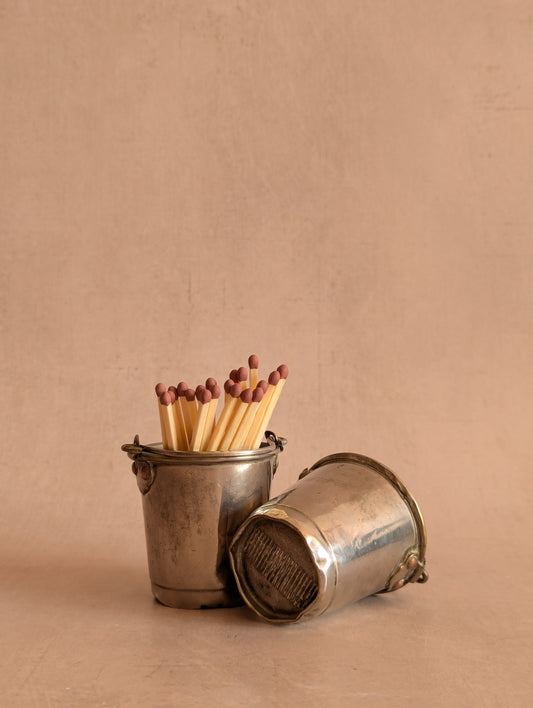 Antique Victorian Silverplated Brass Match Striker Vesta Buckets