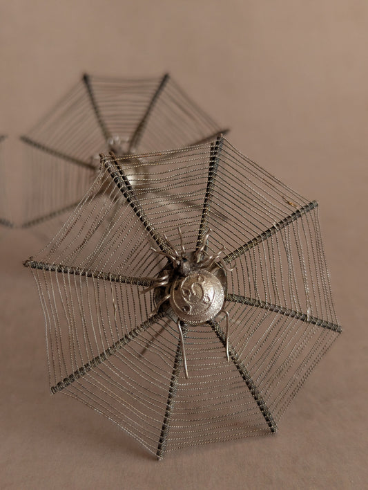 Antique Victorian Spiderweb Place Card Menu Holders, Set of Four