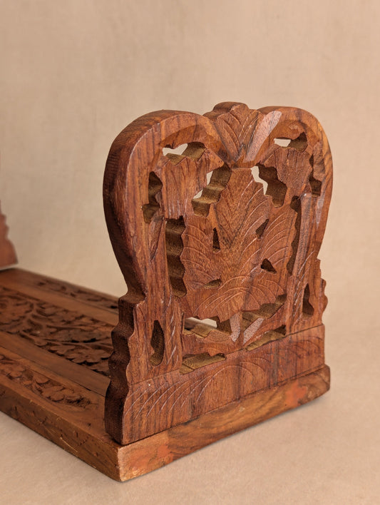 Hand-Carved Floral Indian Folding Book Slide, vintage