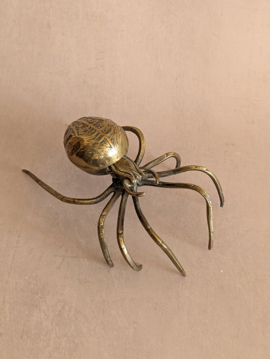 Large Antique Victorian Gothic Brass Spider Trinket Box Ashtray