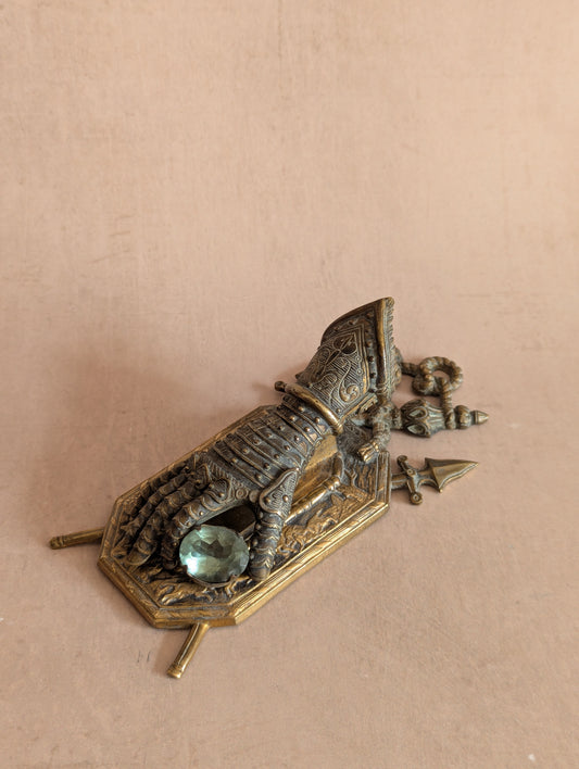 Medieval Knight Gauntlet Brass Desk Clip, Fantasy Gift or Movie Prop