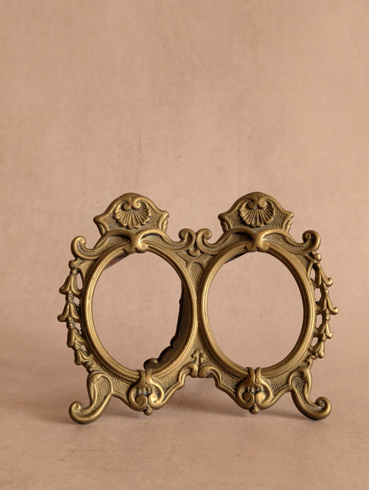 Solid Brass Antique Double Oval Picture Frame