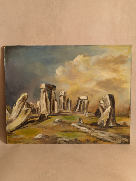 Stormy Stonehenge Oil on Board Expressionist Painting