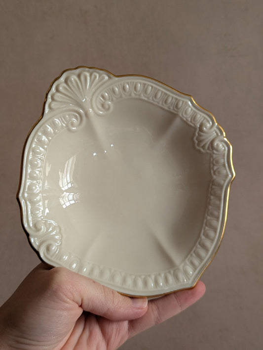 Vintage American Lenox Cream & Gold Chadwick Trinket Dish