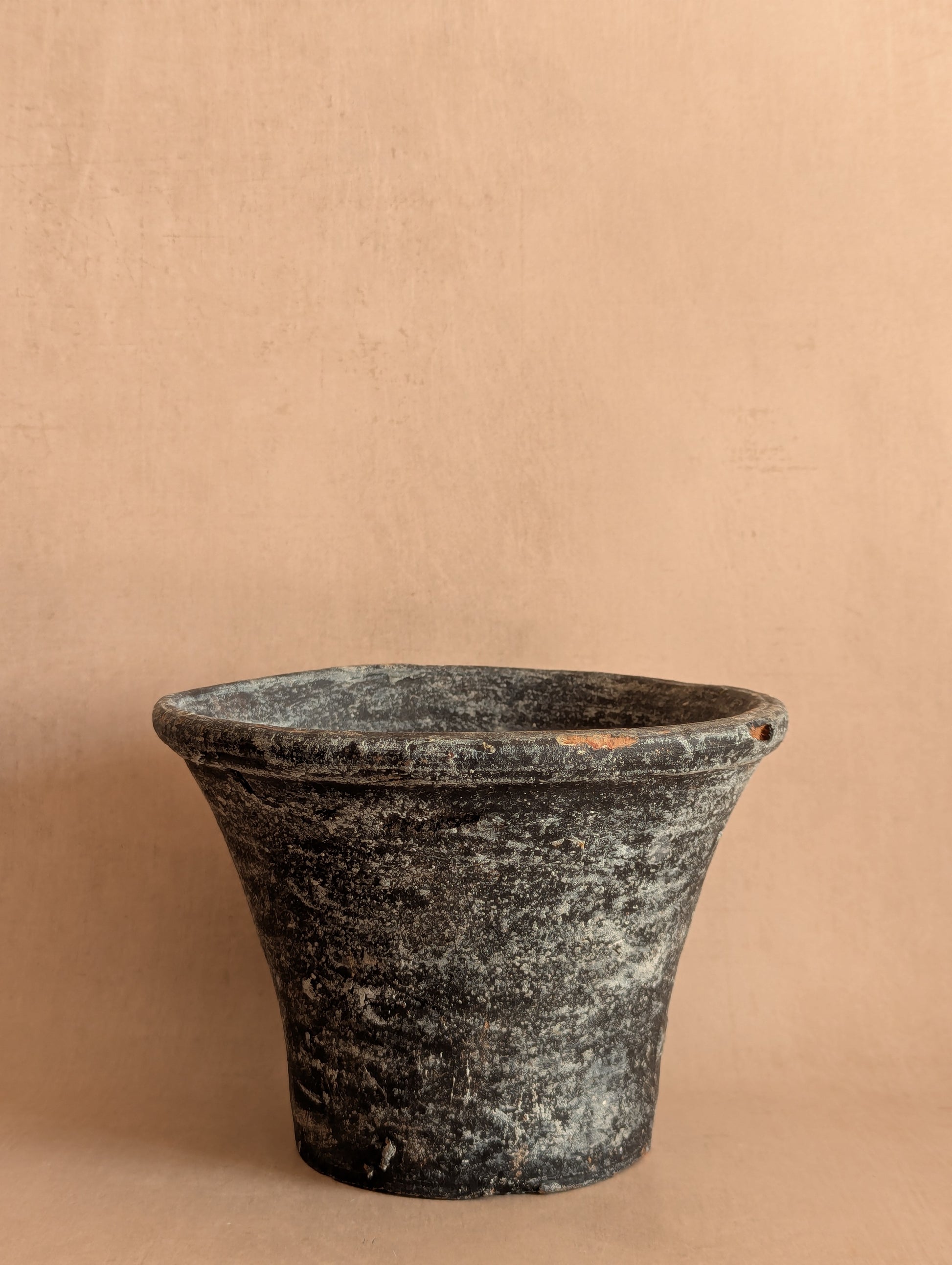 Vintage Black & Gray Rustic Handmade Clay Pot