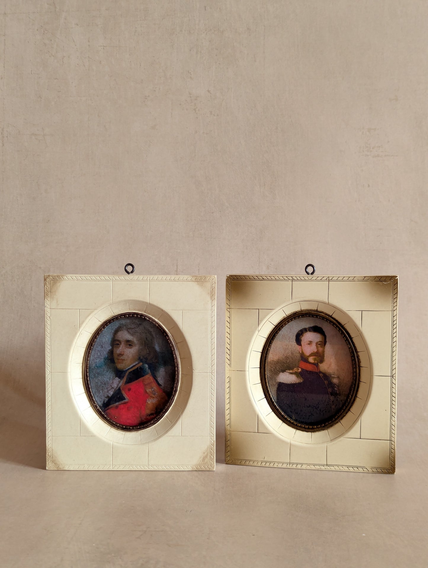 Vintage Faux Bone Miniature Portrait Frames
