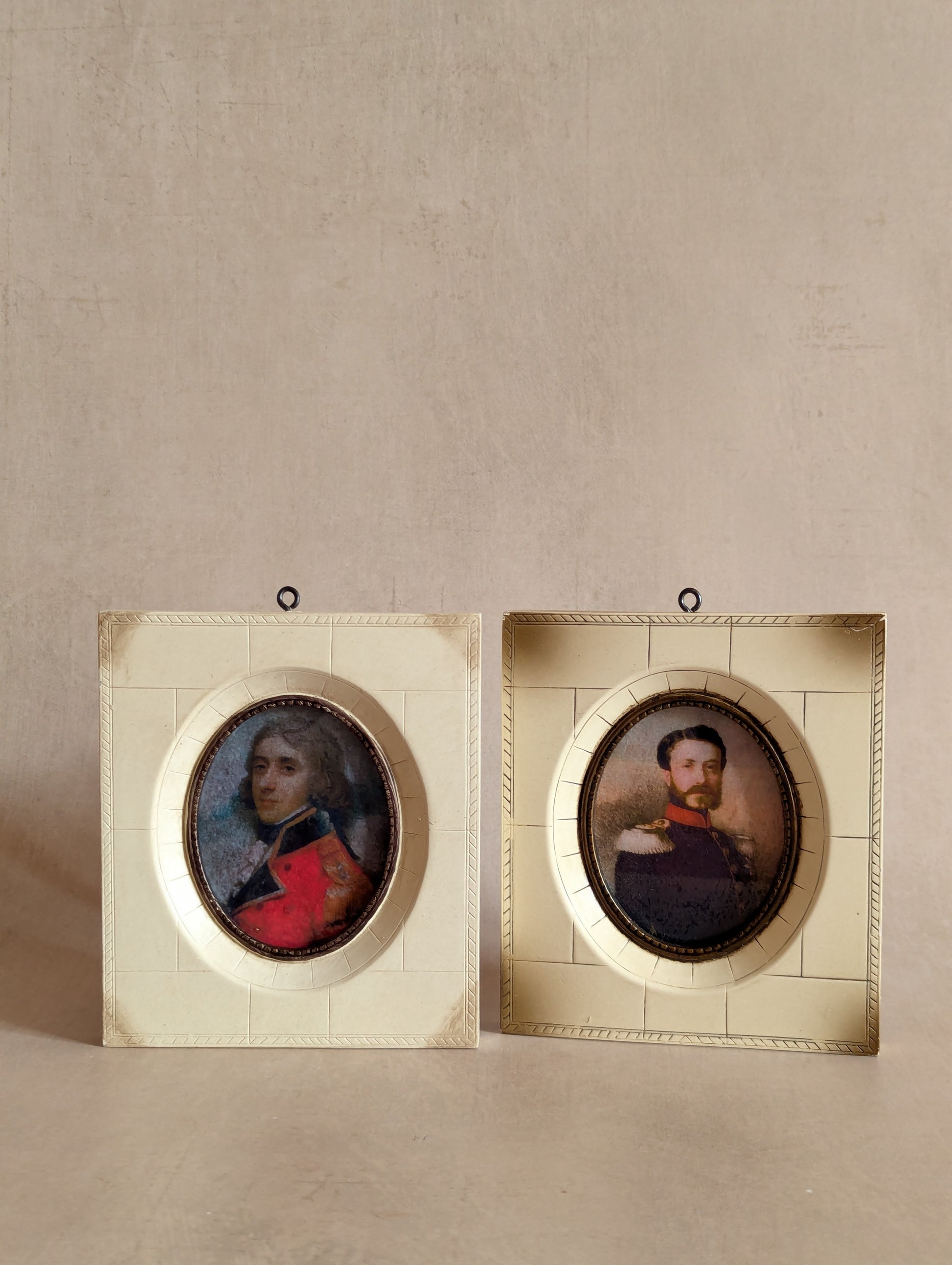 Vintage Faux Bone Miniature Portrait Frames