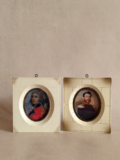 Vintage Faux Bone Miniature Portrait Frames